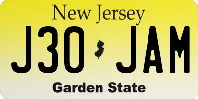 NJ license plate J30JAM