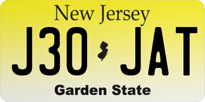NJ license plate J30JAT