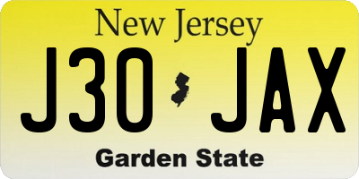 NJ license plate J30JAX