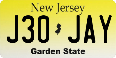 NJ license plate J30JAY