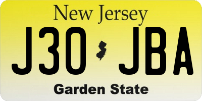 NJ license plate J30JBA