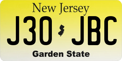 NJ license plate J30JBC
