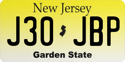 NJ license plate J30JBP