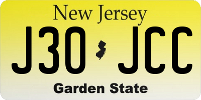 NJ license plate J30JCC