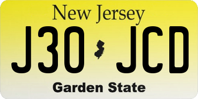 NJ license plate J30JCD