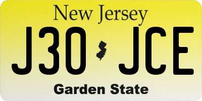 NJ license plate J30JCE