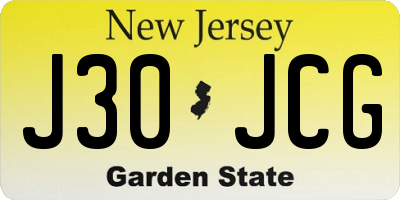 NJ license plate J30JCG