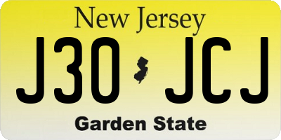 NJ license plate J30JCJ