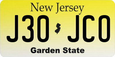 NJ license plate J30JCO