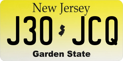 NJ license plate J30JCQ
