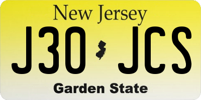 NJ license plate J30JCS