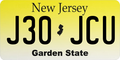 NJ license plate J30JCU
