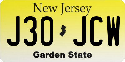 NJ license plate J30JCW