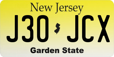 NJ license plate J30JCX