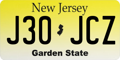 NJ license plate J30JCZ