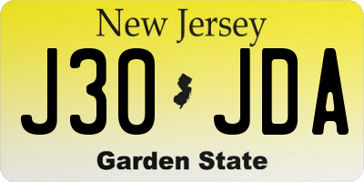 NJ license plate J30JDA