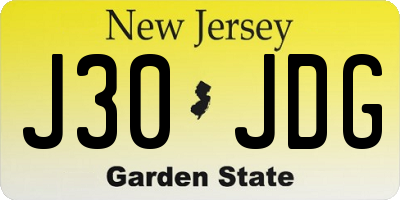 NJ license plate J30JDG
