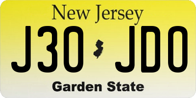 NJ license plate J30JDO