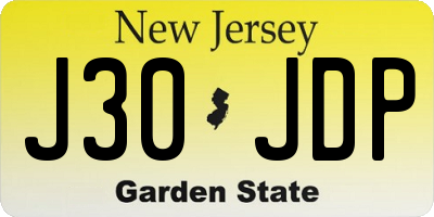 NJ license plate J30JDP