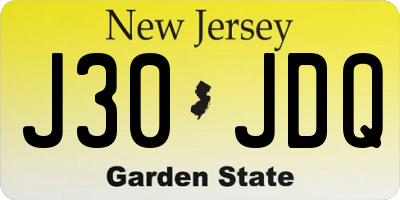 NJ license plate J30JDQ