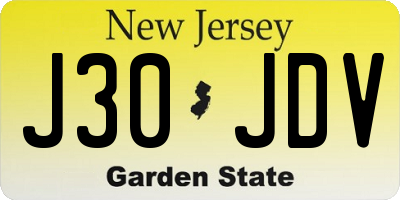 NJ license plate J30JDV