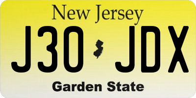 NJ license plate J30JDX