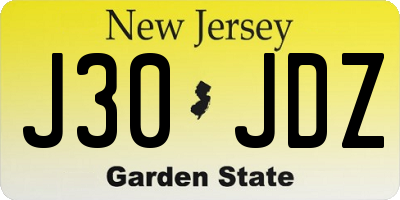 NJ license plate J30JDZ