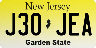 NJ license plate J30JEA