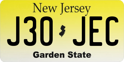 NJ license plate J30JEC