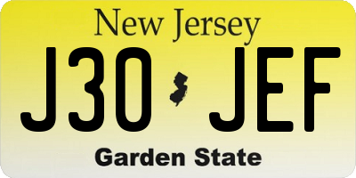 NJ license plate J30JEF