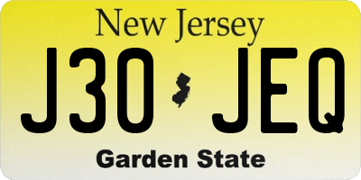 NJ license plate J30JEQ
