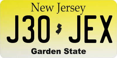 NJ license plate J30JEX