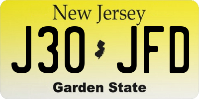 NJ license plate J30JFD