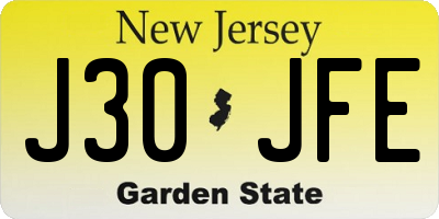NJ license plate J30JFE