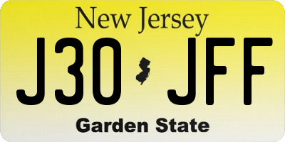 NJ license plate J30JFF