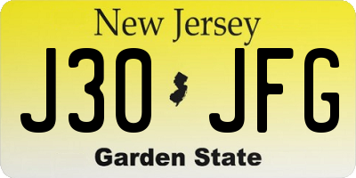 NJ license plate J30JFG