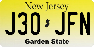 NJ license plate J30JFN