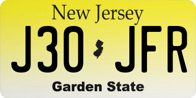 NJ license plate J30JFR