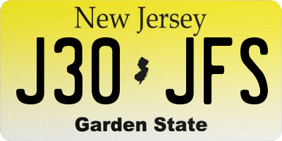 NJ license plate J30JFS