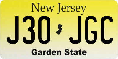 NJ license plate J30JGC