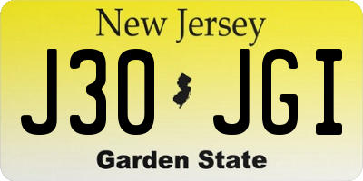 NJ license plate J30JGI