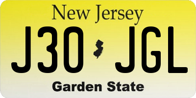 NJ license plate J30JGL