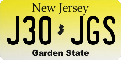 NJ license plate J30JGS