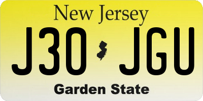 NJ license plate J30JGU