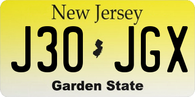 NJ license plate J30JGX