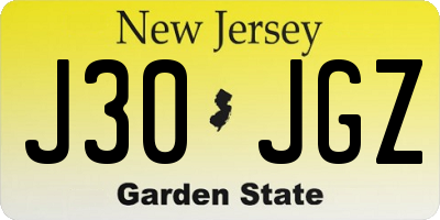 NJ license plate J30JGZ