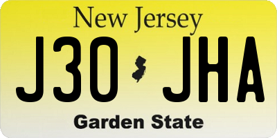 NJ license plate J30JHA