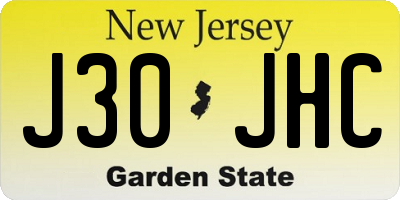 NJ license plate J30JHC