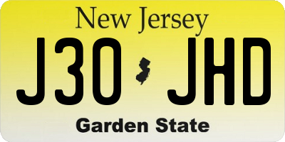 NJ license plate J30JHD