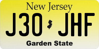 NJ license plate J30JHF
